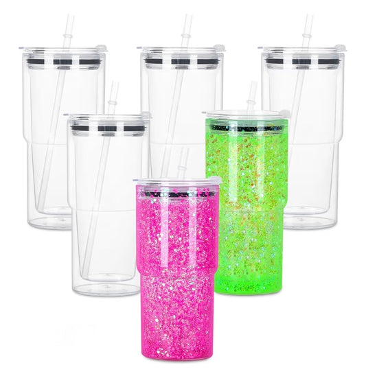 (2) 18oz. Acrylic Snow Globe Tapered Tumbler